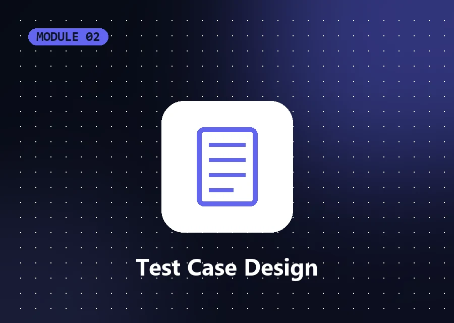 Test case design module badge with a document outline